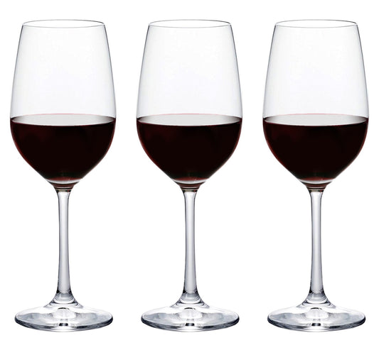Aderia 8613 Plaisir Wine Glasses, 10.1 fl oz (300 ml), Shatter-Resistant Glasses, Set of 3, Made in Japan, Dishwasher Safe, Transparent