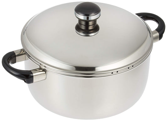 Miyazaki Seisakusho OJ-38 Objumbo, Double-Handed Pot, 9.8 inches (25 cm), Made in Japan, IH Compatible, Lightweight, Silver
