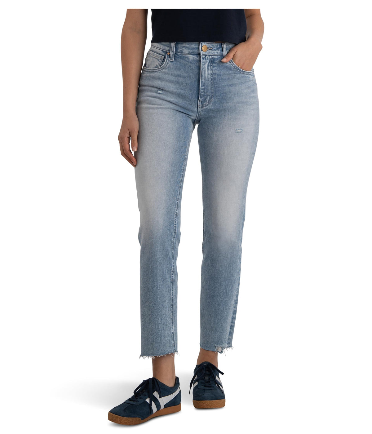 KUT from the Kloth, Womens, Rachael High Rise Fab Ab Mom Raw Hem, Performance, Size: 6, Inseam: 26