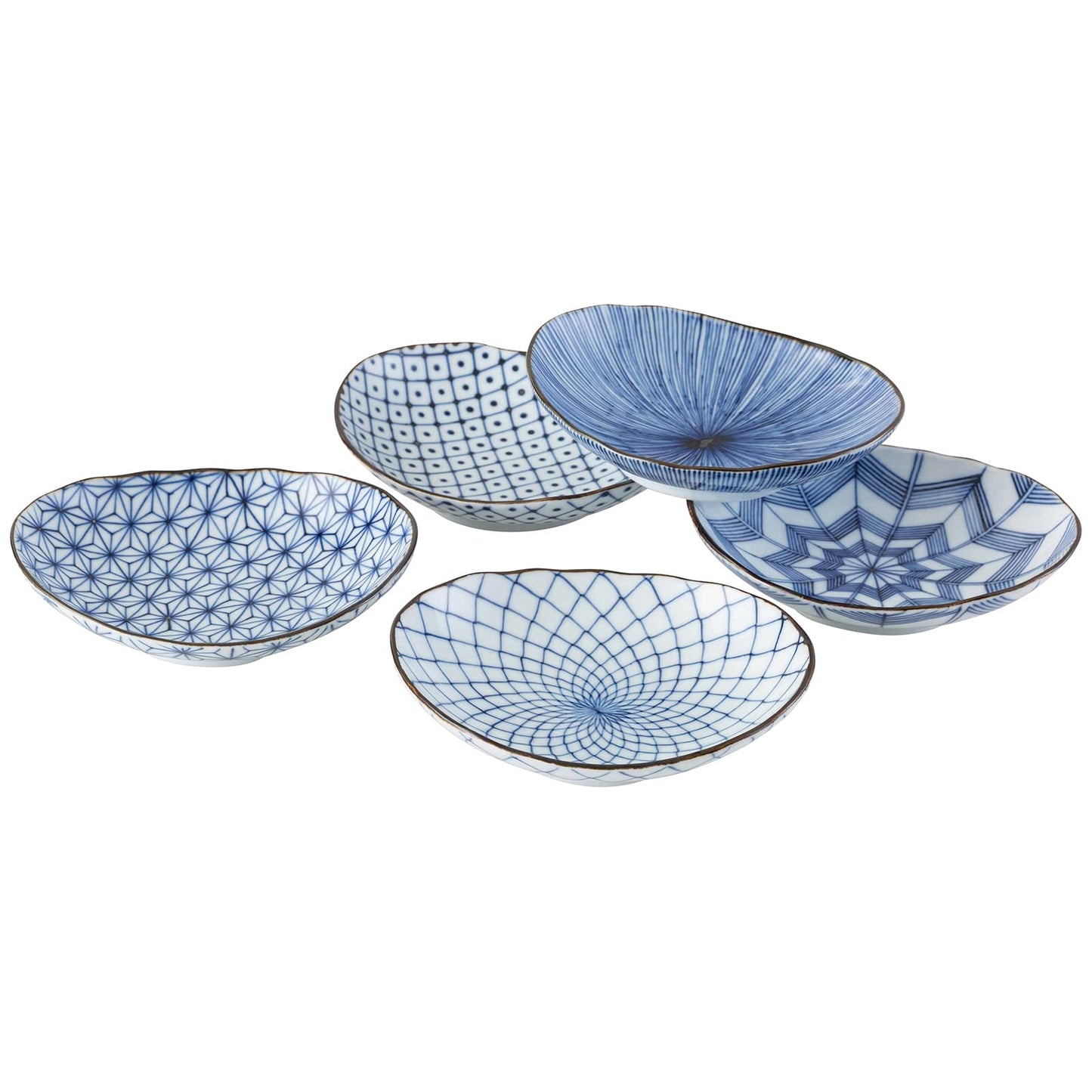 西海陶器(Saikaitoki) Saikai Pottery 20639 Old Dyed Picture Change Oval Bowl Set