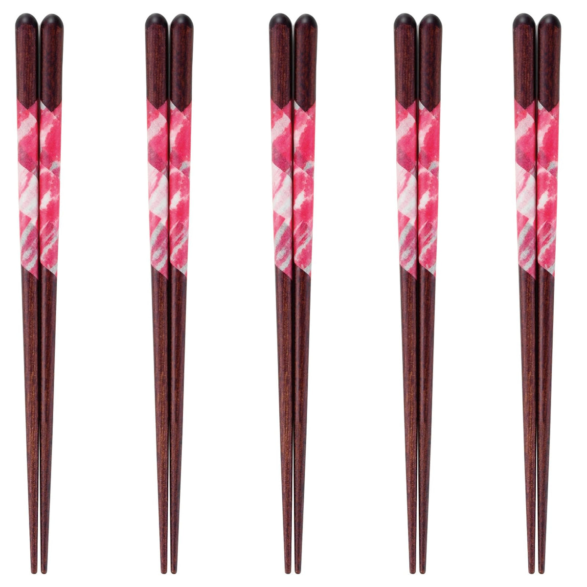 J-kitchens PID7762 Happy Chopsticks, Set of 5 Pairs, Material: Wood, Chopsticks, Dishwasher Safe, Made in Japan