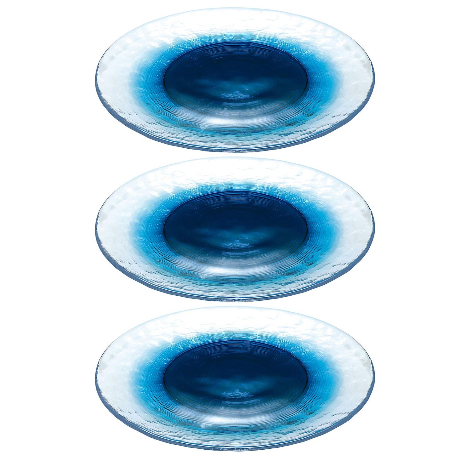 東洋佐々木ガラス Toyo Sasaki Glass Plate FUTAE 46068WSHB Lid, Blue, Approx. φ9.4 x 0.6 inches (24 x 1.4 cm), Pack of 3