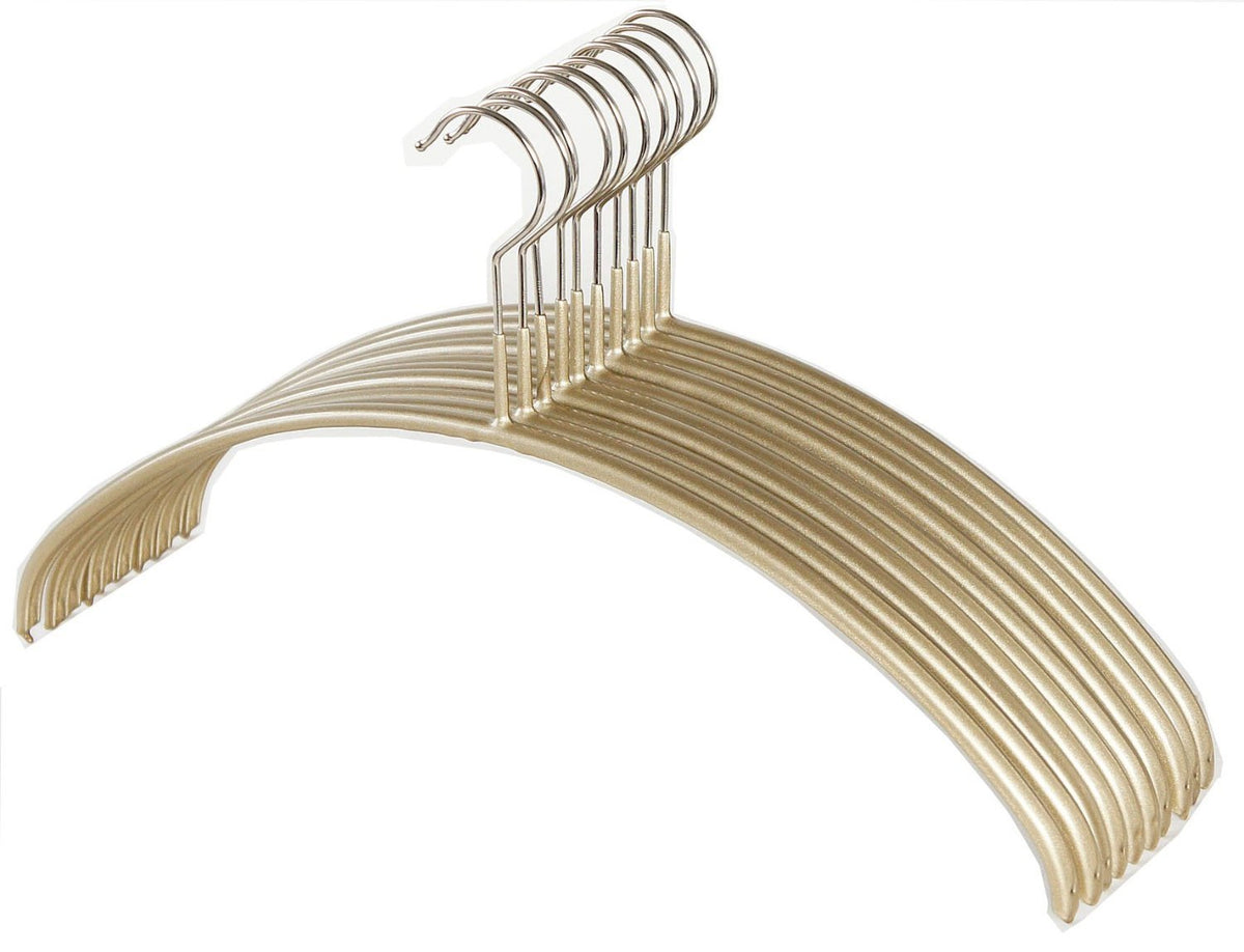 MAWA Non-Slip Mawa Hangers, Human Body Hangers, Set of 10, Gold 110563
