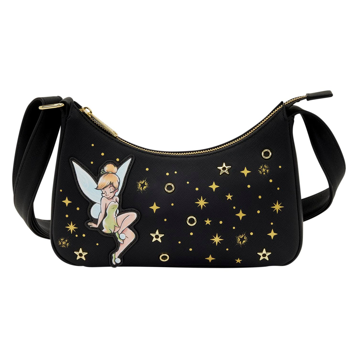 Loungefly Disney: Tinker Bell - Pixie Dust - Gold Foil Crossbody Bag - Great for Kids & Adults - Collectible Bags