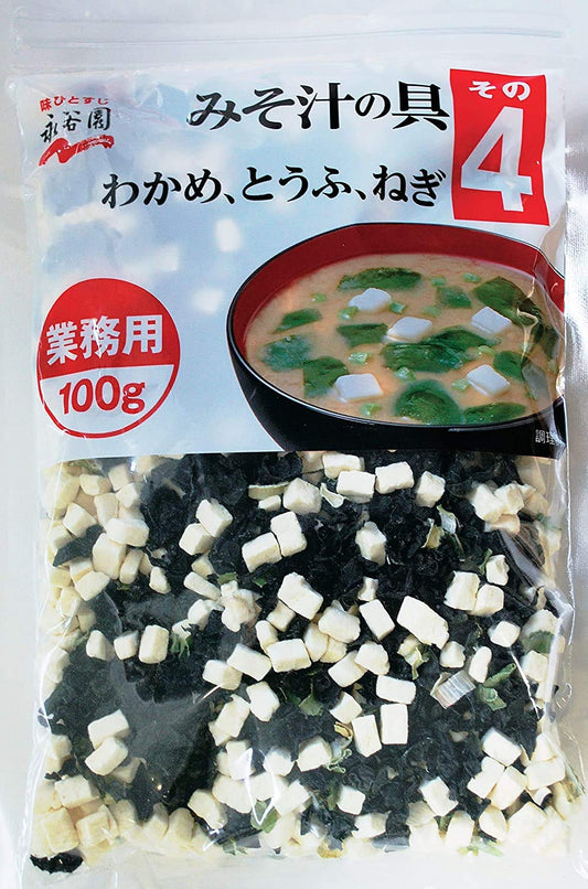 Ingredients that 4 of Nagatanien miso soup for business (wakame seaweed, tofu, green onion) 100g