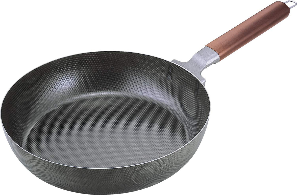 Shimomura Kihan 26252 Frying Pan, 8.7 inches (22 cm), Double Sided Embossed Iron, Black