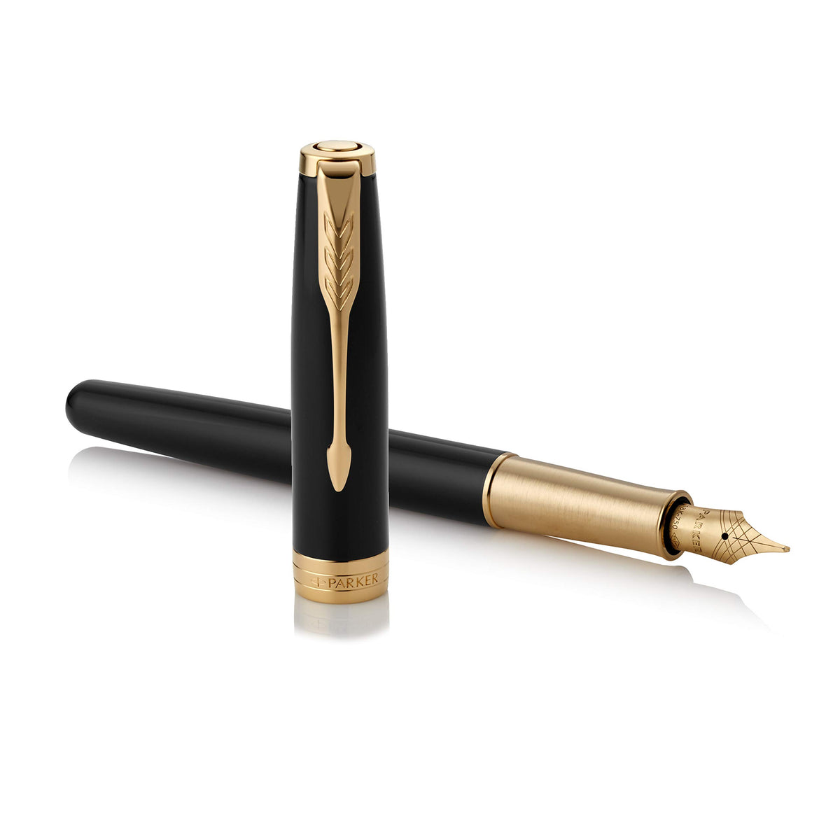 PARKER 1950550 Sonnet Rack Black GT Fountain Pen, Fine Point, 18K Gold Nib, Gift Box, Authentic Imported