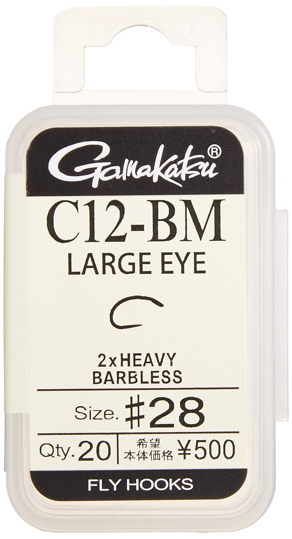 Gamakatsu C12-BM Large Eye Fly Hooks, No. 28, 20 Pieces, NS Black 67215