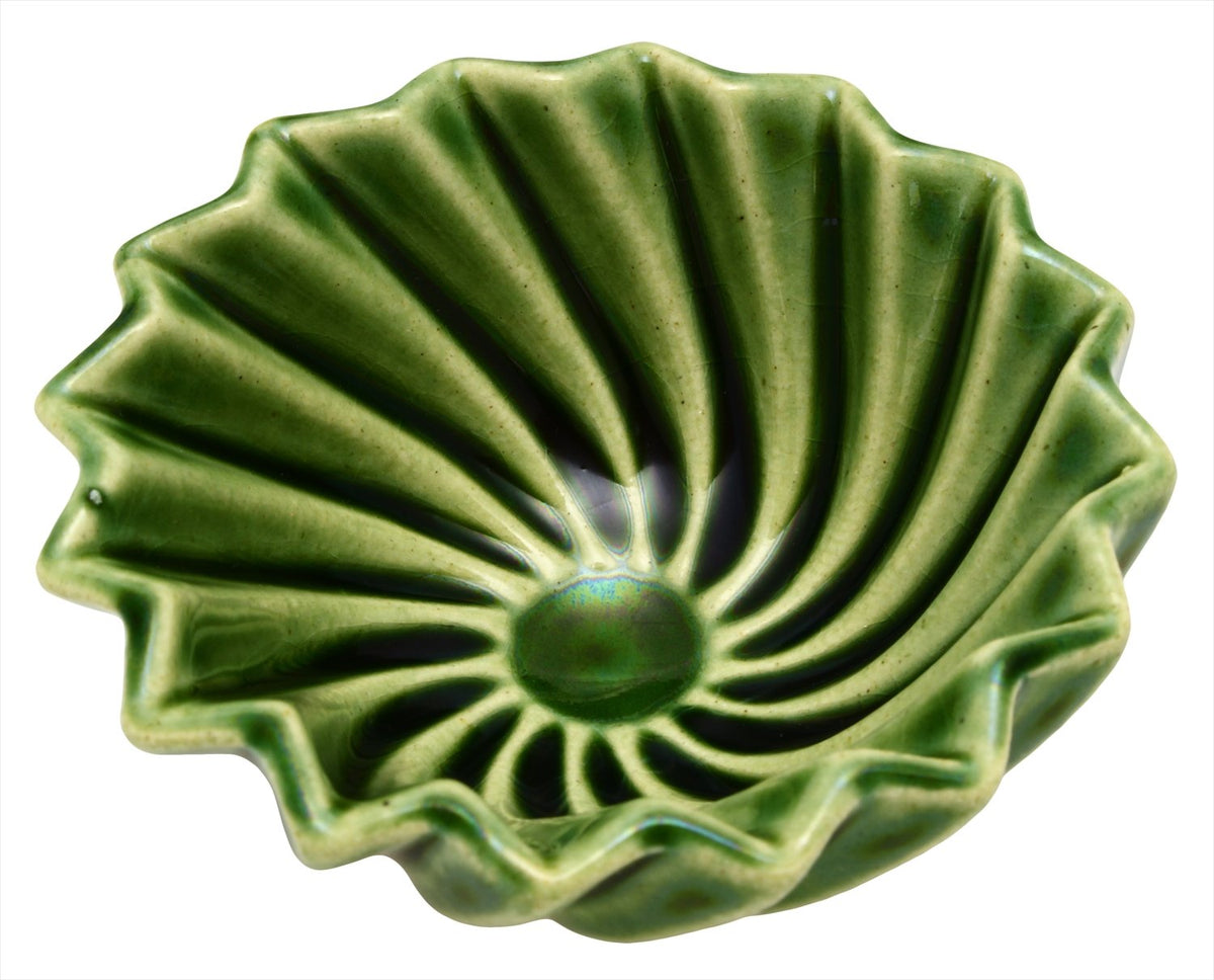 うつわ魯庵 Seto Ware 027-0100 Kofu Kiln Frill Colorful Bean Bowl, Small Bowl, Plate, Approx. 3.1 inches (8 cm), Oribe Green, Microwave, Dishwasher Safe, Made in Japan