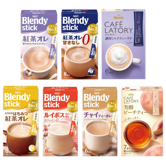 AGF Blendy Stick Cafe late café au lait 7 Types Comparison Special Set Made in JAPAN - Tokyo Sakura Mall