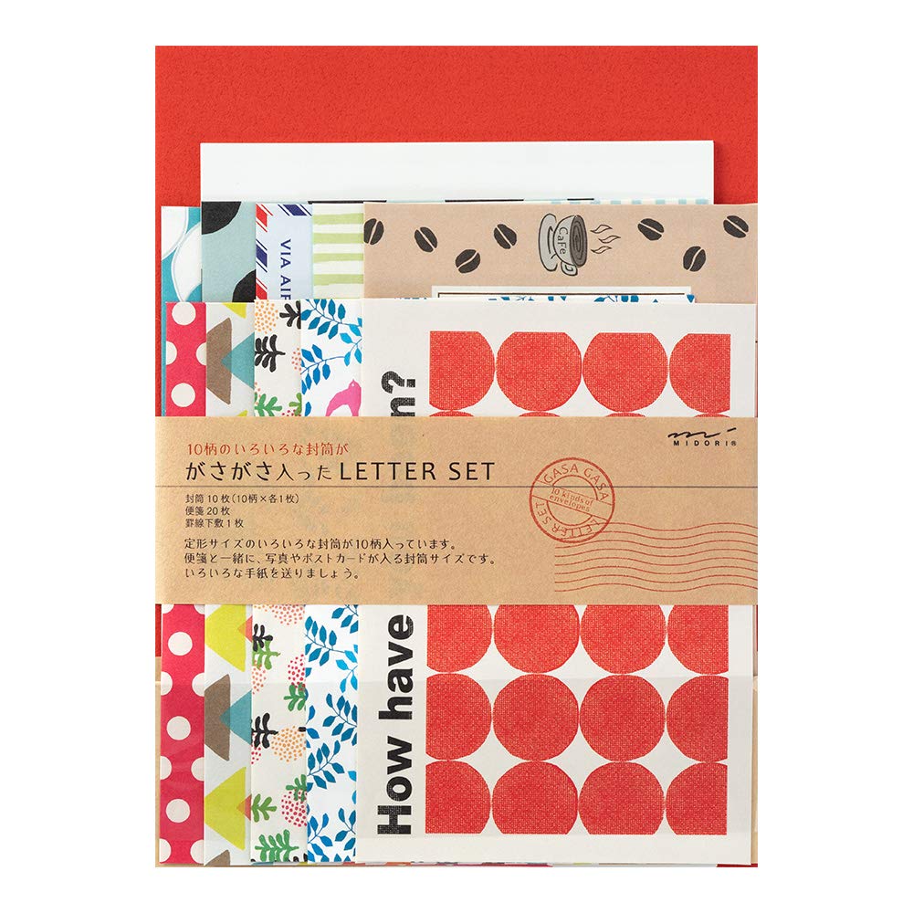Midori 86763006 Letter Set, 763, Baffling, 10 Patterns, Red