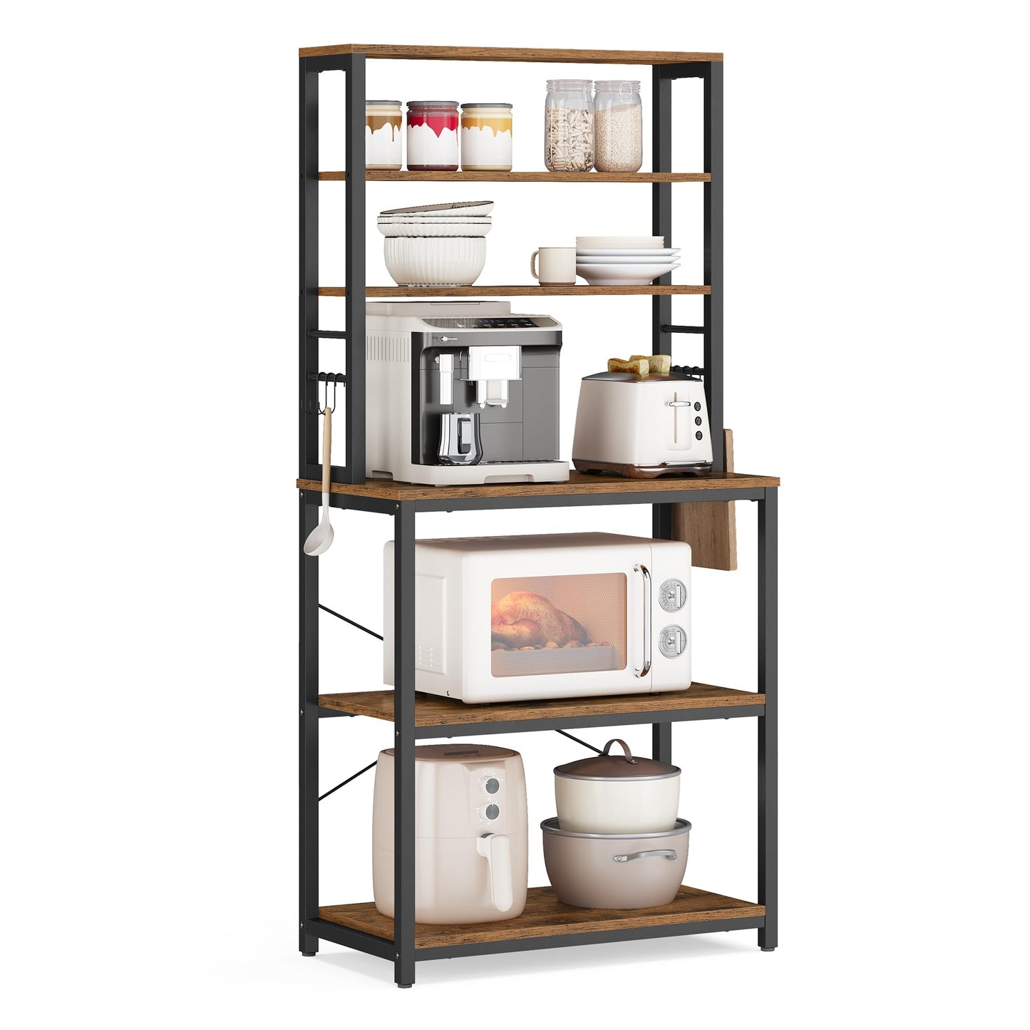 VASAGLE Coffee Bar, 23.6 Inches 6-Tier Baker's Rack with 6 Hooks