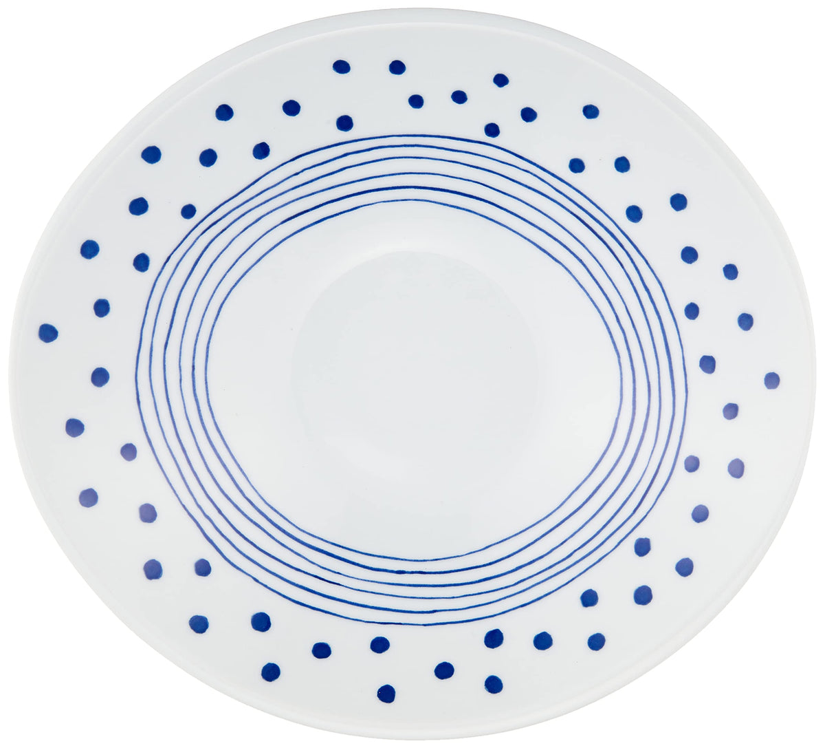 Hasami Ware 303253 535 Dot Line Pasta Plate, Curry Plate, Oval, 8.7 x 7.9 inches (22 x 20 cm), Height 2.2 inches (5.7 cm), Deep Plate, Scissors, Nordic Tableware, Stylish, Cute, Microwave Safe, Dishwasher Safe, Porcelain Tableware, Made in Japan