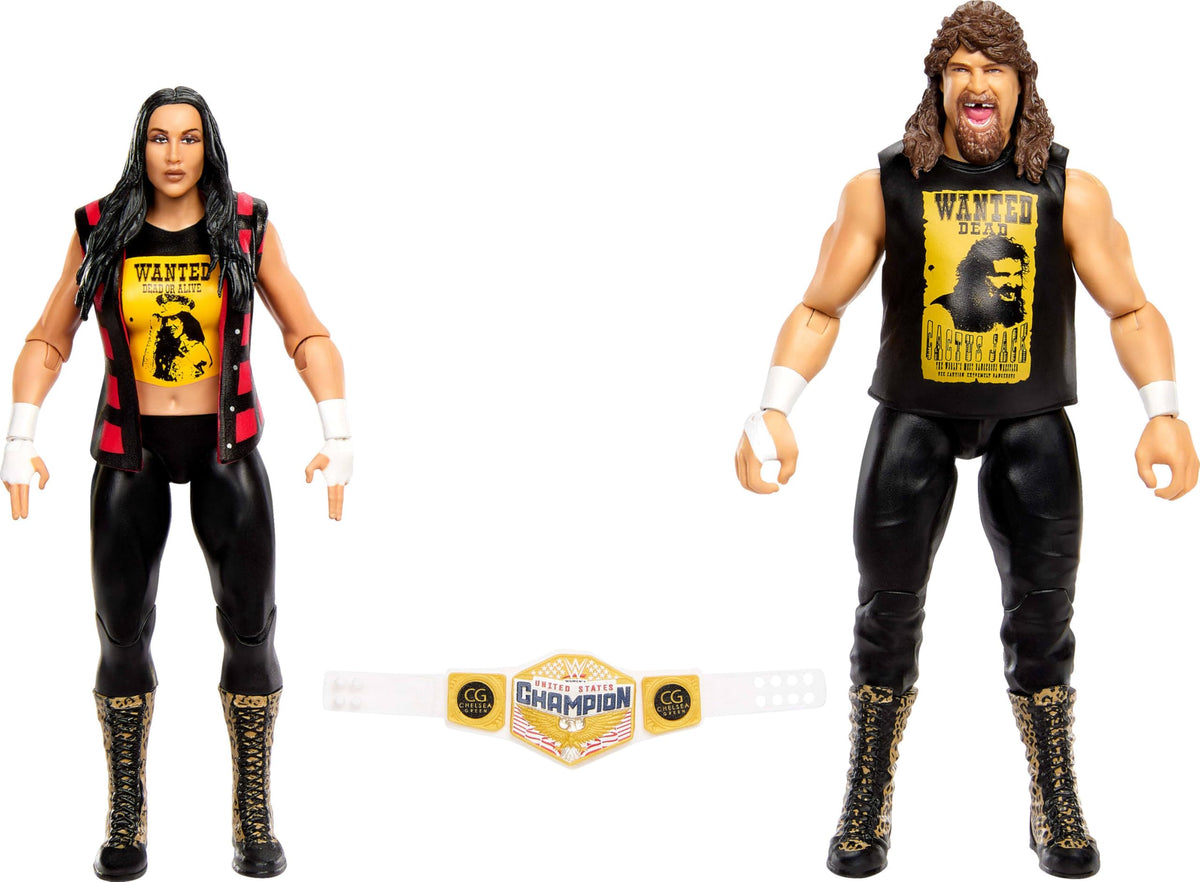 Mattel WWE Main Event Showdown Action Figures 2-Pack with Accessory, Series #26 Chelsea Green & Cactus Jack Collectible Set, 6-inch