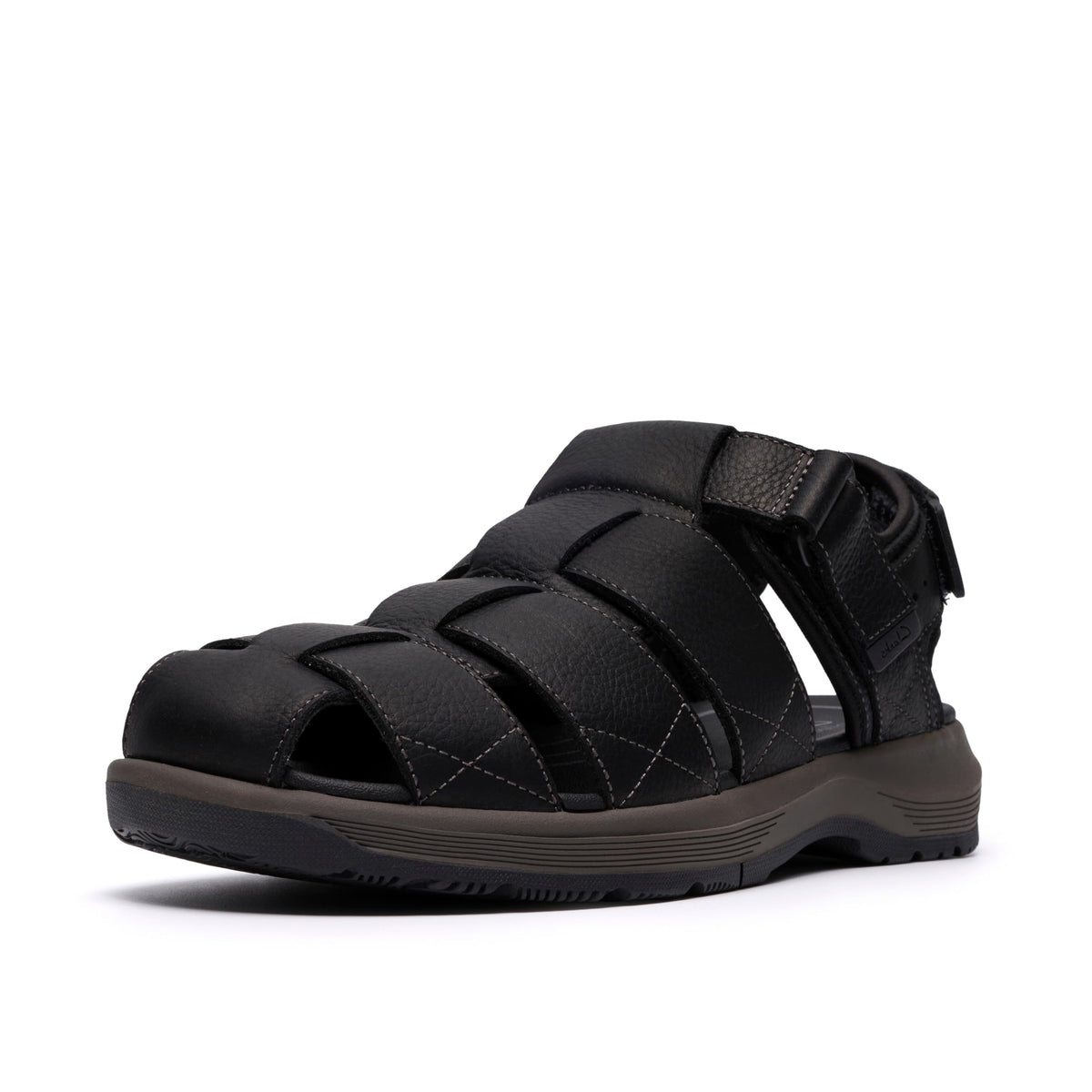 Clarks Guide View Cove Men's Sandals, Easy to Walk, Black Leather, 9.8 inches (25.0 cm)