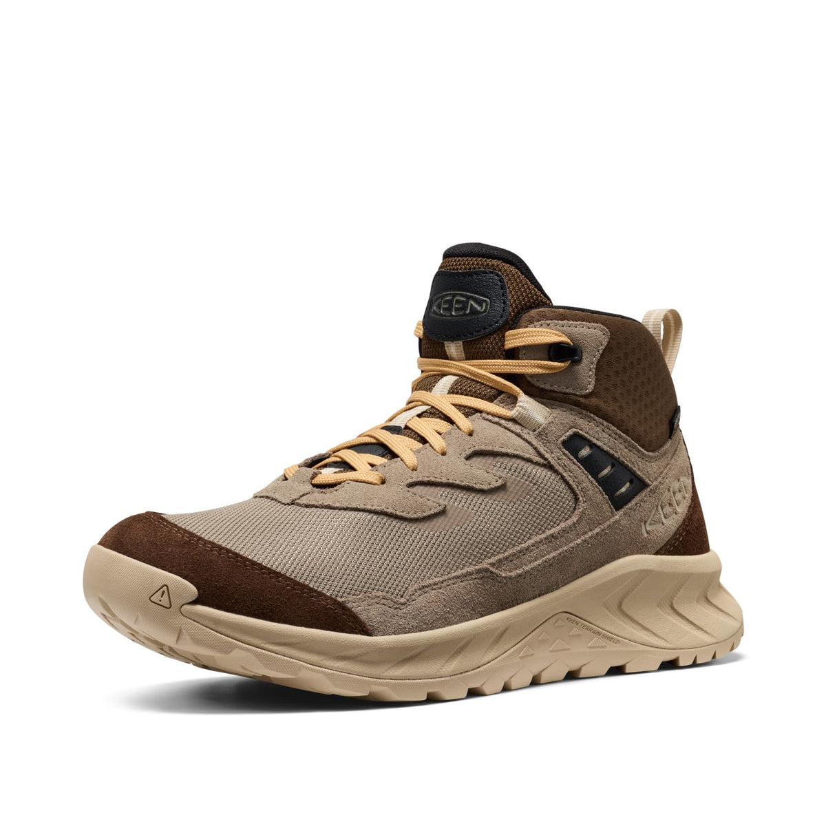 KEEN Men's Hightrail Mid Height Durable Lightweight Breathable Leather Waterproof Hiking Boots, Canteen/Oak Buff, 8.5