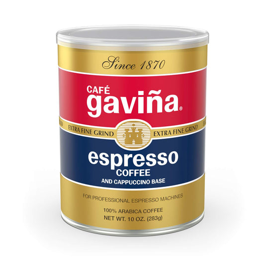 Café Gaviña Espresso Roast Extra Fine Ground Coffee, 100% Arabica Dark Roast, 10 oz Can