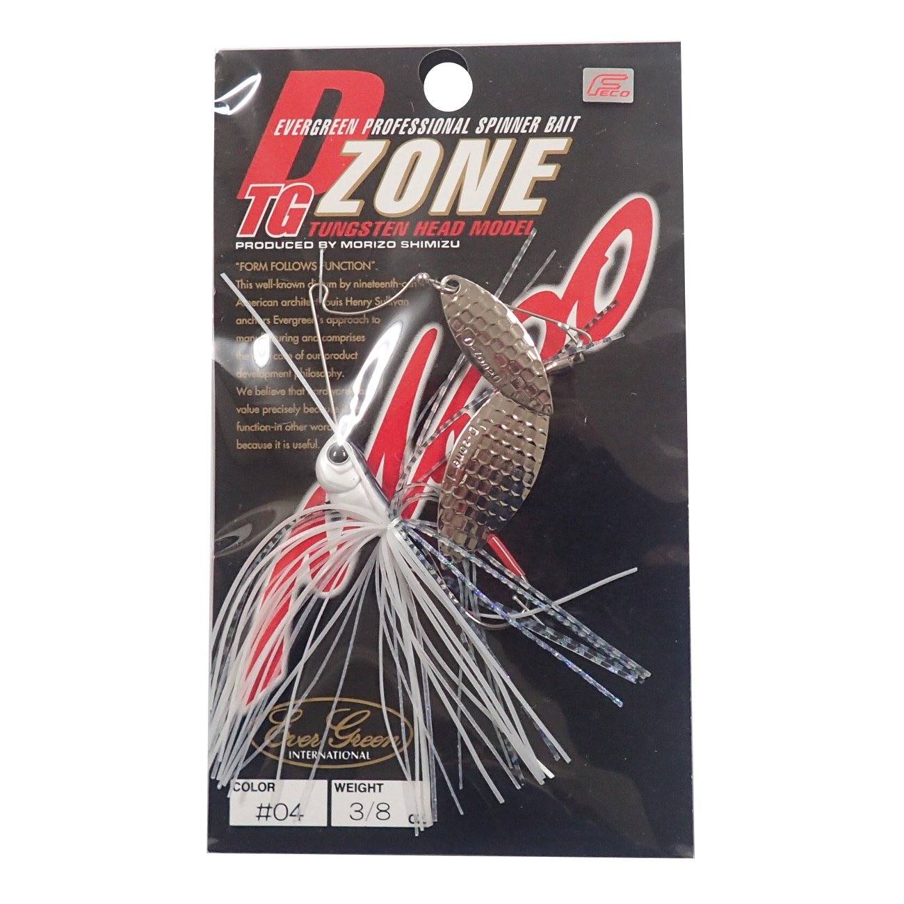 Evergreen #04 Spinnerbait D-Zone TG Double Willow Leaf, 3/8 oz, Super White