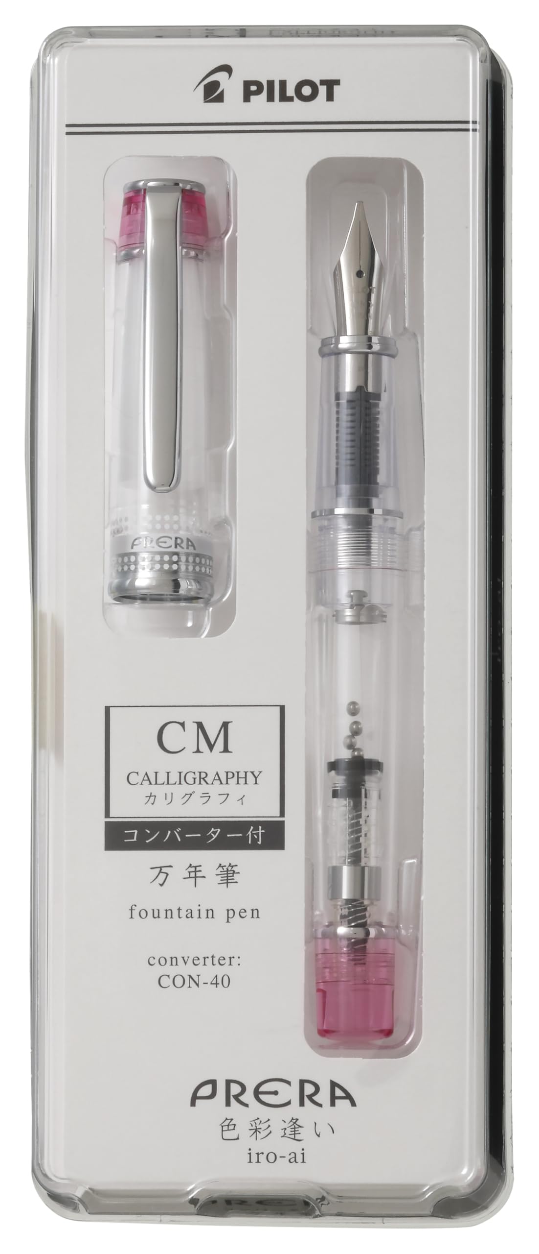 PILOT PFPR1TPCM PRERA Fountain Pen, Color Matching, CM Calligraphy, Transparent Pink