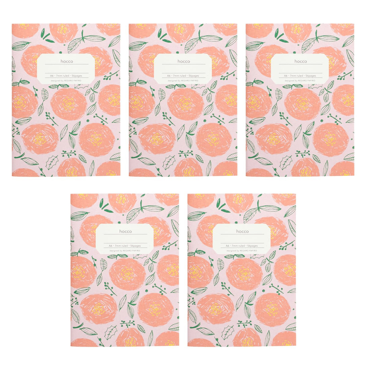 Apica Hocco X001A6MX5T Notebook, A6, Round Flowers, 5 Books