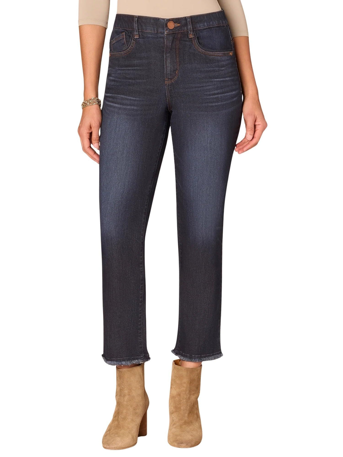 Democracy Women's High-Rise Ab Solution Slim Straight Jeans (Dark Indigo Artisanal, 6)
