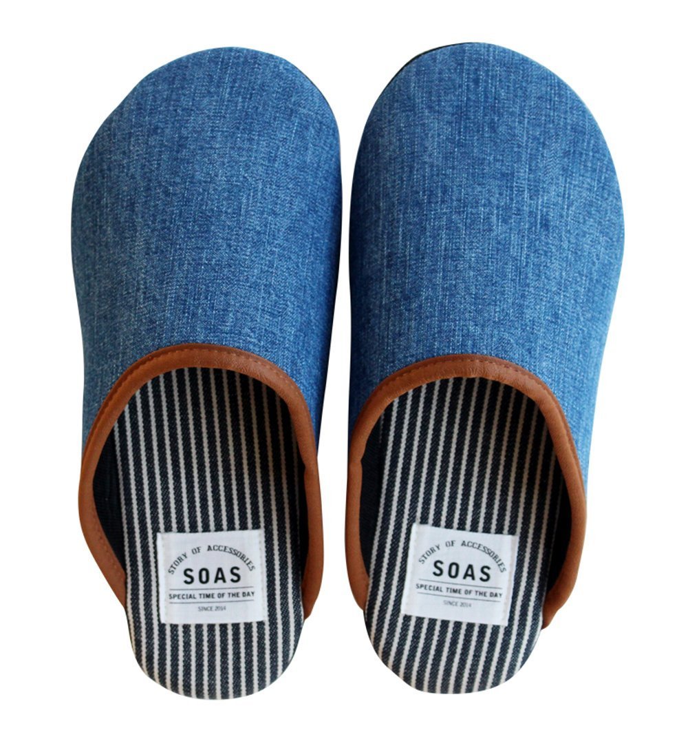 Naka Shoji 730900800-071 Kojima Denim Room Shoes (LL, Striped Pattern, Blue), Made in Japan
