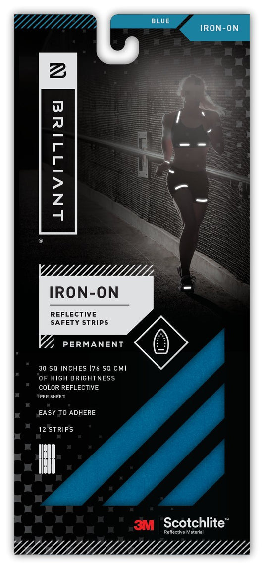 Brilliant Reflective Strips, Iron-On (Blue)