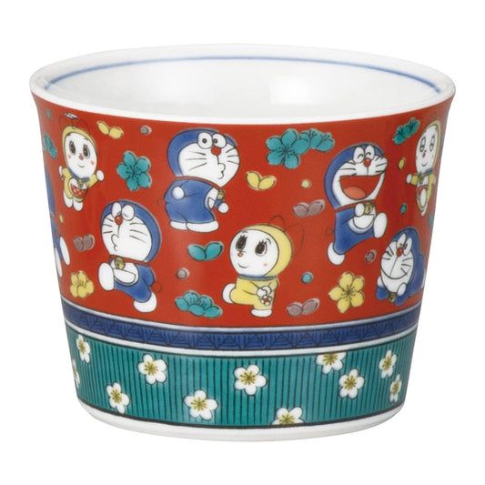Kaneshotouki 008156 Doraemon Soba Boaguchi Soba Choko, Approx. 3.1 inches (8 cm), Kutani Yaki, Wooden Rice Style, Plum Flowers, Made in Japan