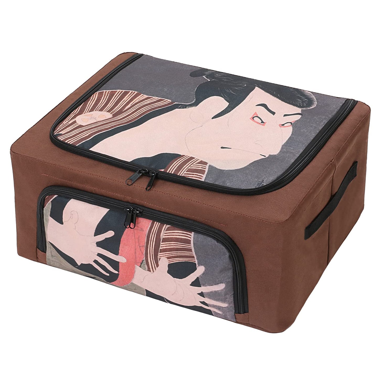 ASTRO 900-46 Storage Case, Brown, Toshusai Sharaku Ukiyo-e, Wired, Clothes Storage Box, Stackable, Double Door, Kabuki Player, Sansei Otani Onitsuji Sedobei