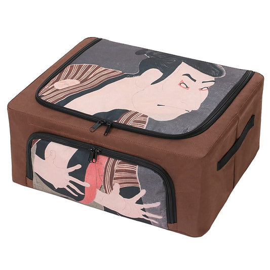 ASTRO 900-46 Storage Case, Brown, Toshusai Sharaku Ukiyo-e, Wired, Clothes Storage Box, Stackable, Double Door, Kabuki Player, Sansei Otani Onitsuji Sedobei