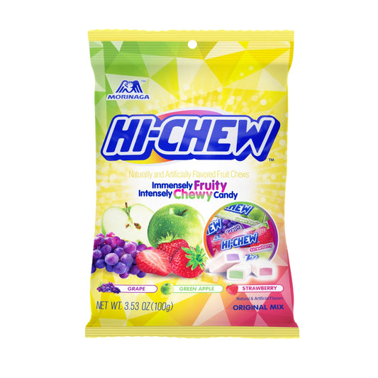 HI-CHEW Original Mix, 6 Bags, 3.53oz each - Strawberry Green Apple Grape - Unique Fun Soft & Chewy Candy - Immensely Juicy Fruity Candy Flavors - Individually Wrapped for Sharing