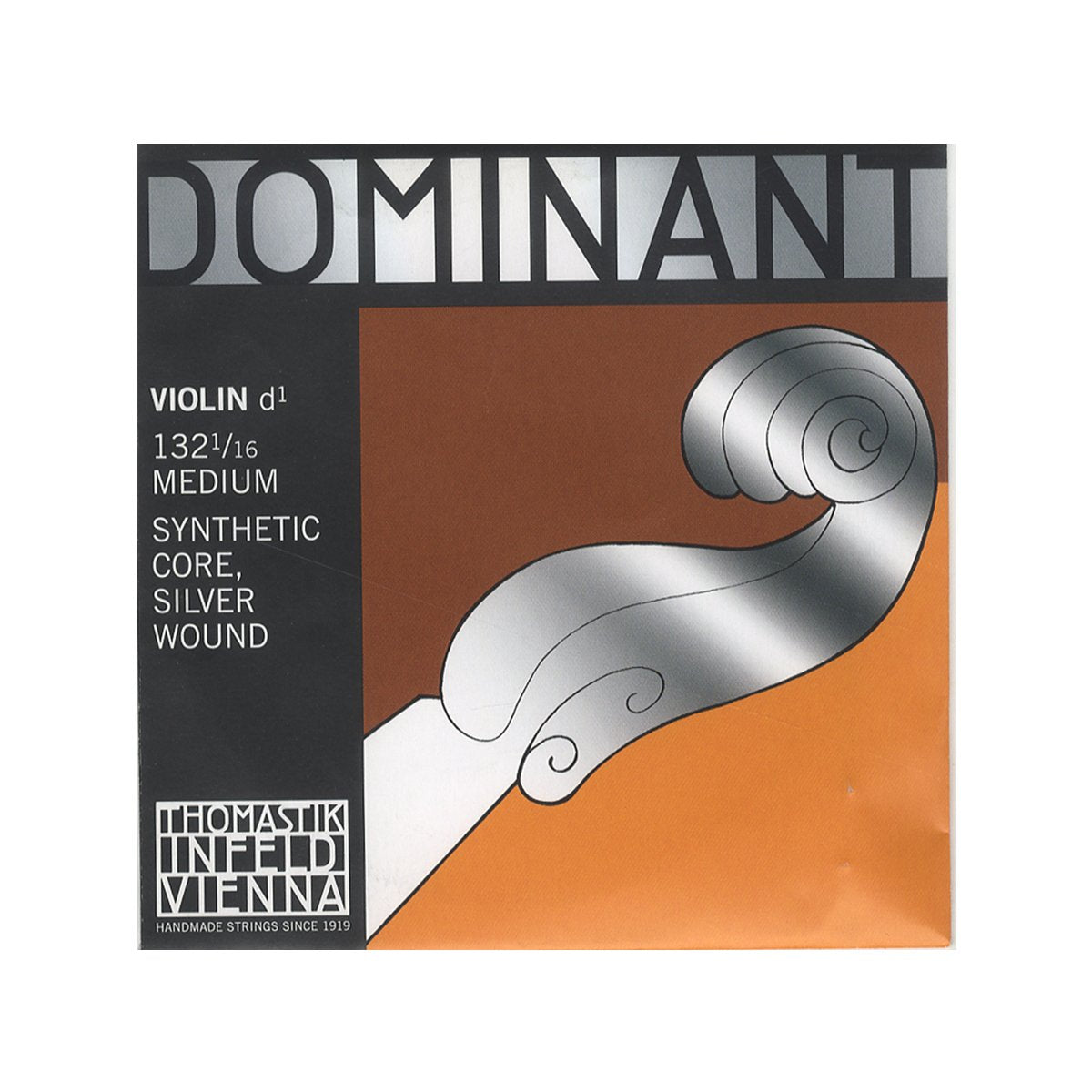 Thomastik-Infeld Dominant Violin D String, 1/16 Size, Medium Tension - 132.116 - Synthetic Core, Silver Wound - Clear & Balanced Tone - The Reference Standard for Violin