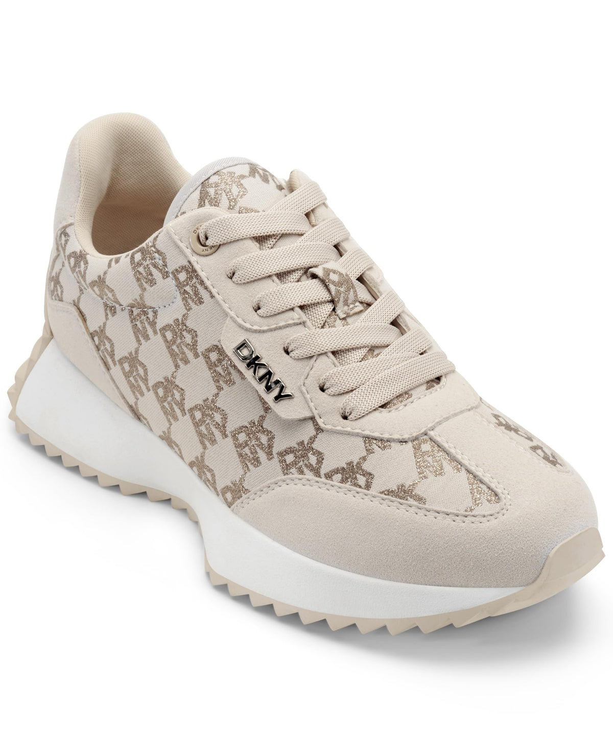 DKNY Women's Naples Lace Up Sneaker, Bone, 8.5