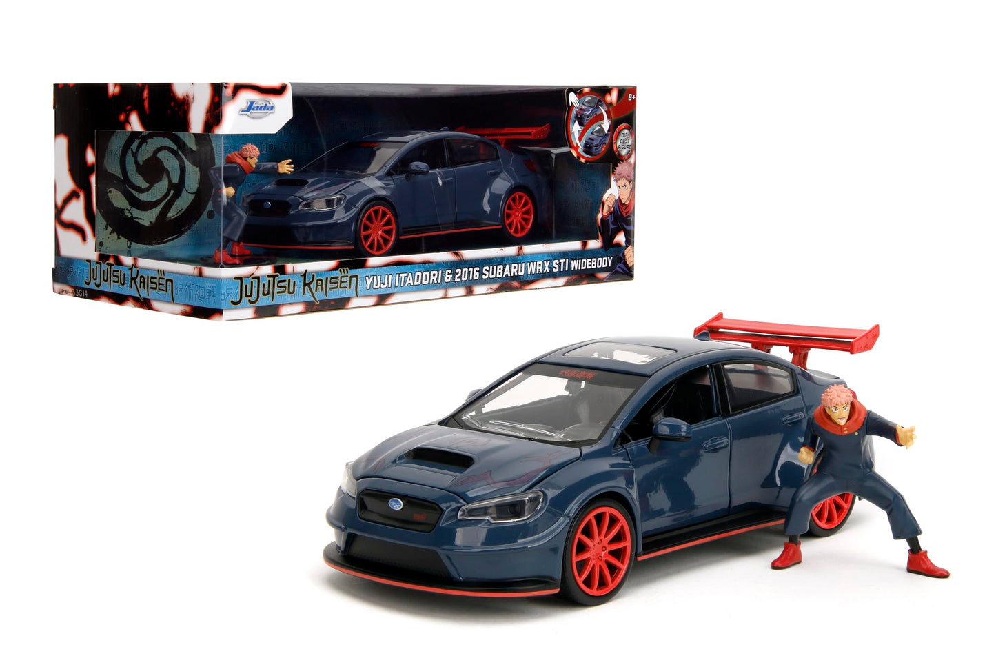 Jada Toys 2016 Subaru WRX STI w/Yuji Itadori Die-Cast Figure, Jujutsu Kaisen 1:24 Scale Collectible Car – Opening Doors, Hood & Trunk
