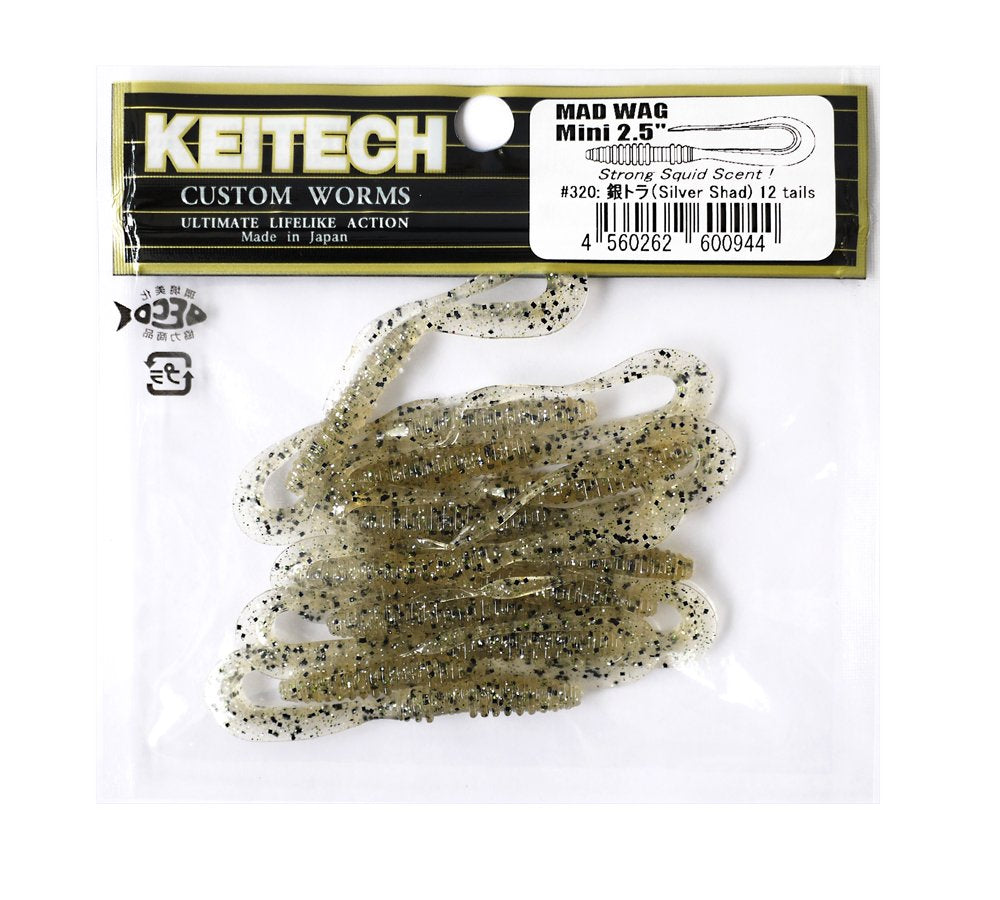 KEITECH Mad Wag Mini 2.5-Inch Lure, Silver Tiger