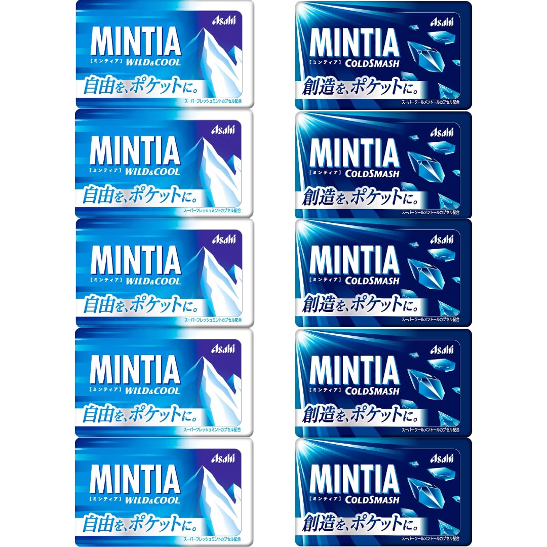 Mintia 7g (0.25oz) x 10 Packets Japanese Mint Tablet/Wild & Cool/Cold Smash/Dry Hard ((Wild & Cool 5 Pics) + (Cold Smash 5 pics))
