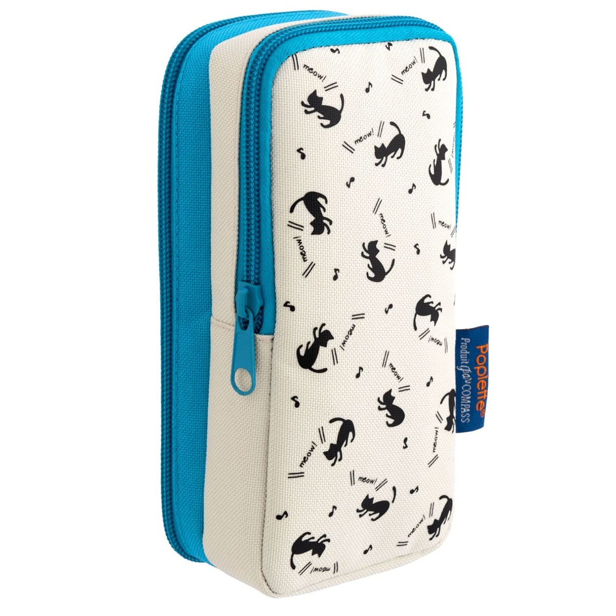 Nikken Stationery PLPN-BL Poplette Pencil Case, Black Cat, Alice Blue
