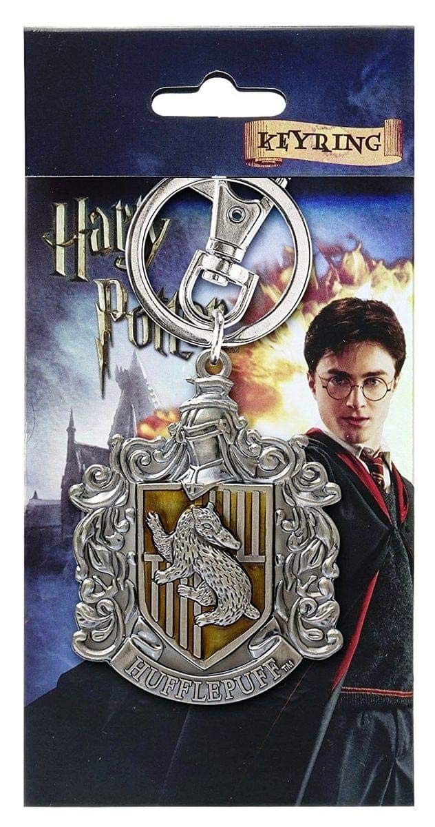 Harry Potter Hufflepuff School Crest Pewter Keychain,Multicolor