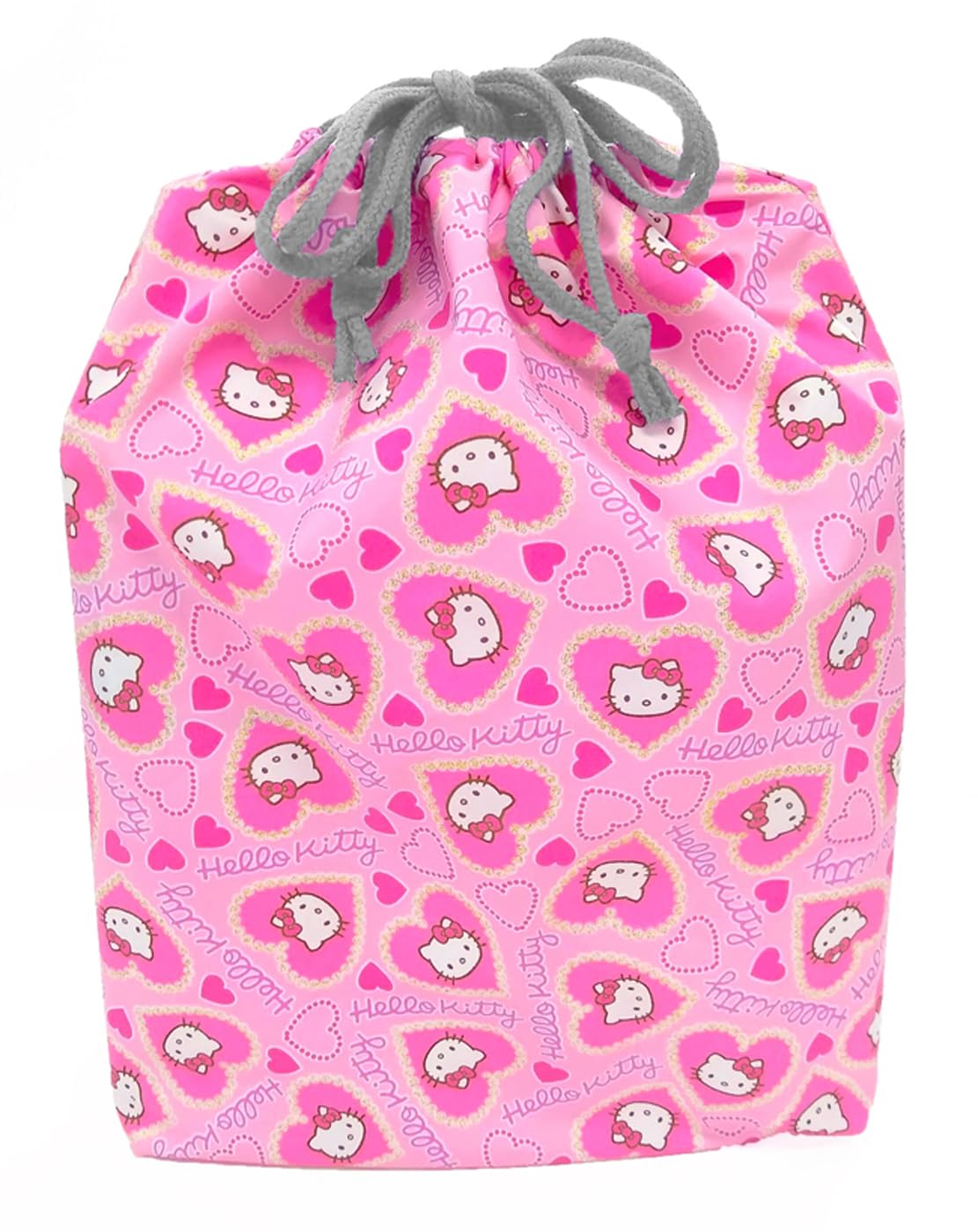 Kitty Cute Drawstring Bag, Double Layer, Weak Water Repellent, Made in Japan, Length 14.4 x Width 13.8 x Depth 3.9 inches (36.5 x 35 x 10 cm), Travel, Gym, Yoga, Spa, Spa, Change Clothes, Gymnastics