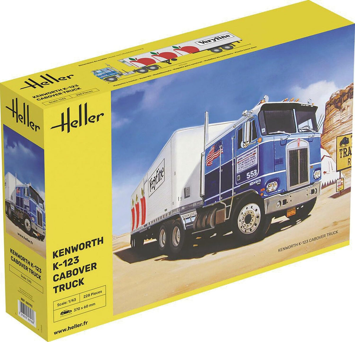 Aire HE80793 1/43 Kenworth K-123 Cabovers & Rifer Trailer Plastic Model