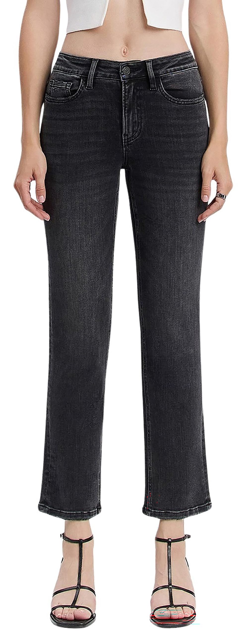 Flying Monkey Women's High Rise Ankle Straight Jeans (Luminary, 26)