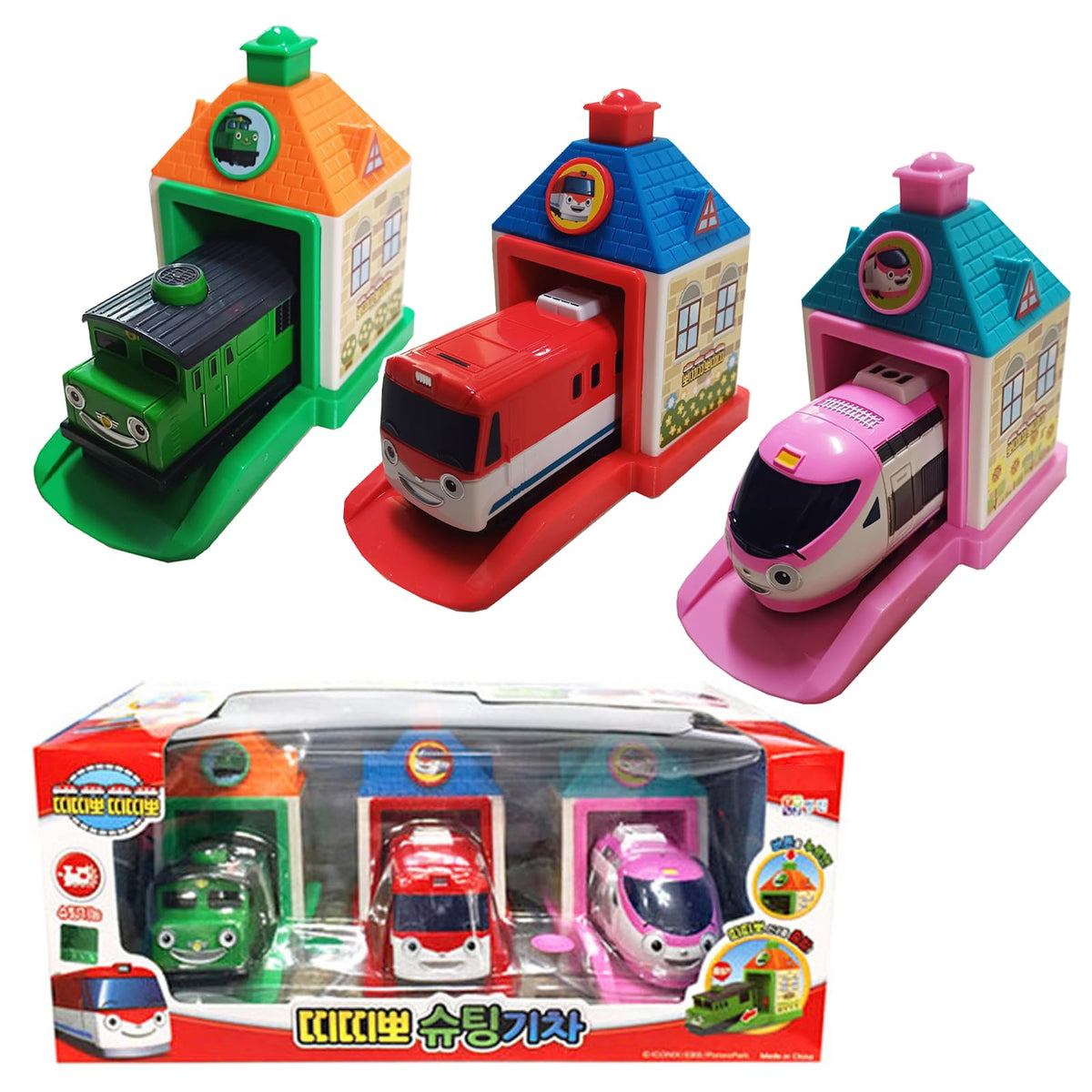 GIANANO 3 ColorDisplay Vehicle Model, Little Bus Friends Ti.ti.po Ornamental Miniature 3-Piece Set
