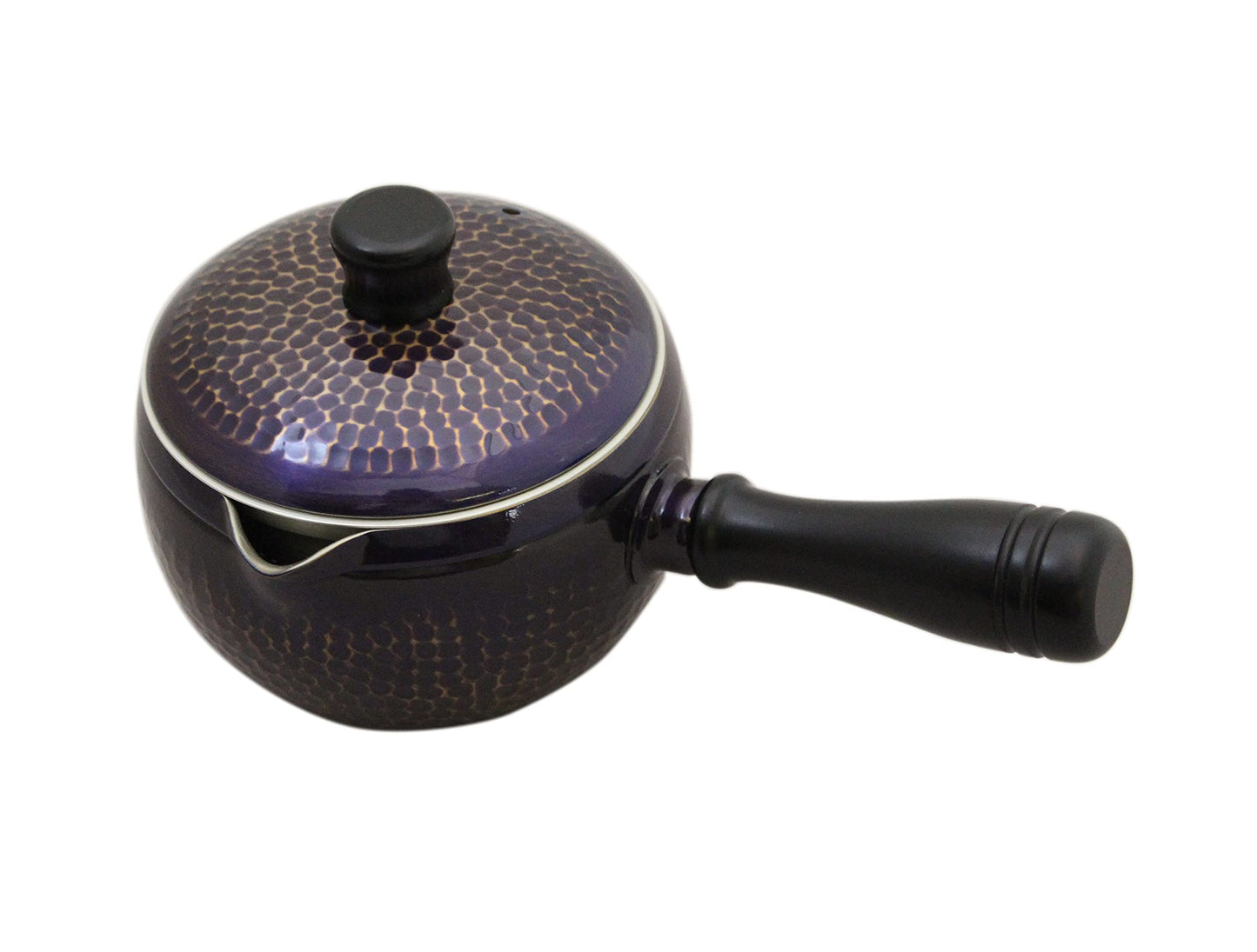 Shinkodo Pure Copper Teapot (Yokote) (With Strainer) Purple Finish, Hammered Mesh, Gift Wrapping Specifications