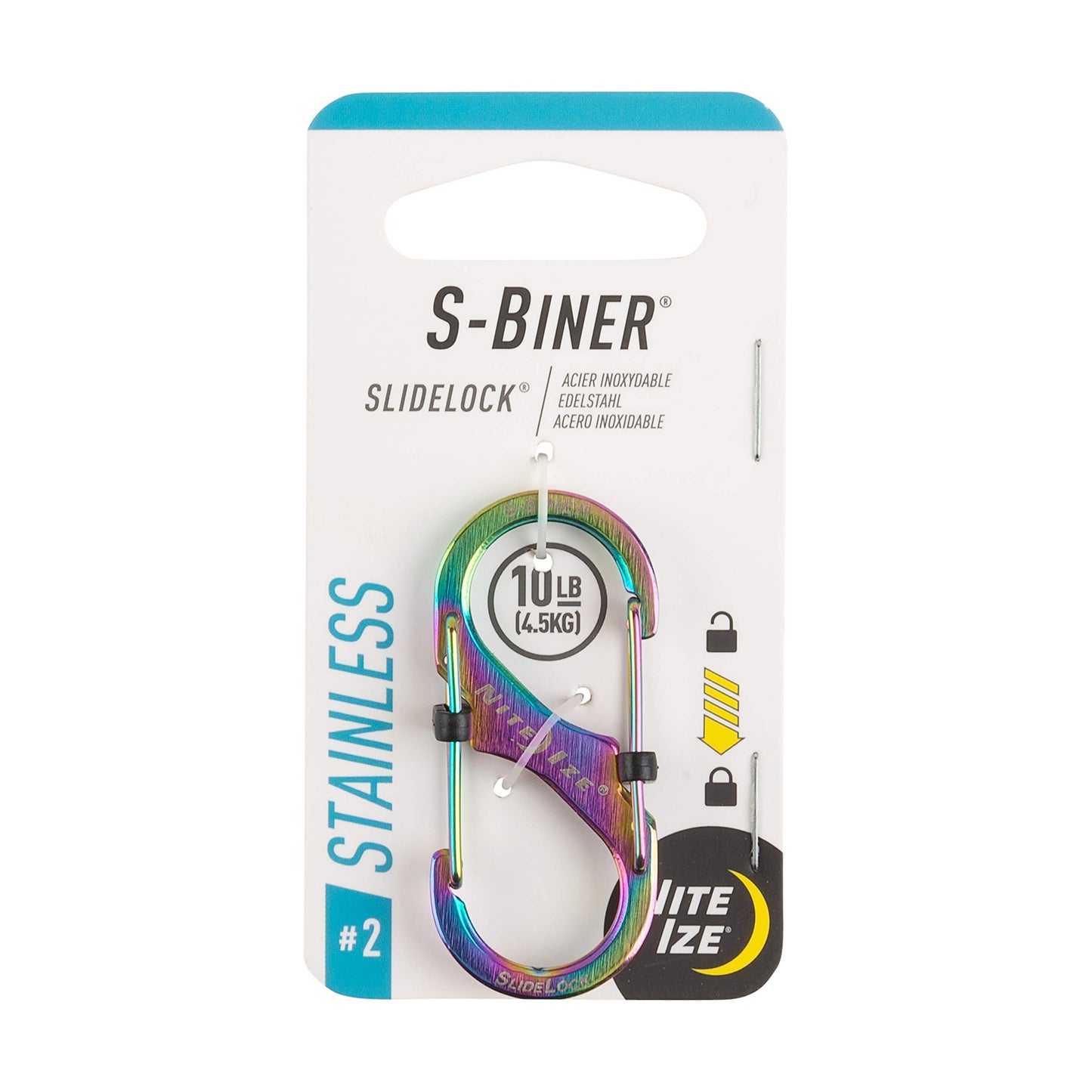 NITEIZE NI59104 S-Biner Slide Lock #2 Spectrum LSB2-07-R3 (W x H x D): 0.9 x 2.0 x 0.3 inches (22 x 50 x 8 mm)
