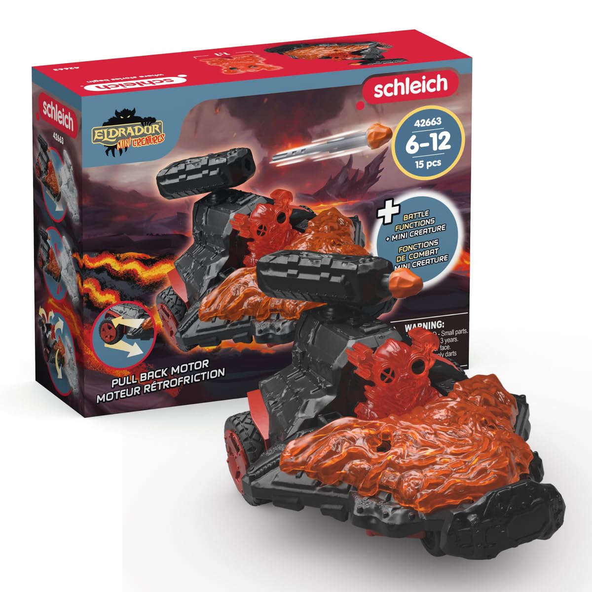 Schleich Eldrador Creatures - 15PC Lava Jet Vehicle with Mini Creature Playset - Kids Ages 7+ | 42663