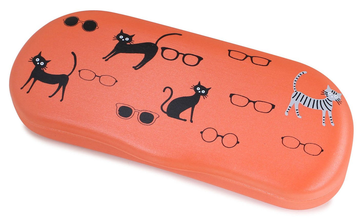 Pearl SO-72 095067 Eyeglass Case, Orange, Cat and Glasses, Hard