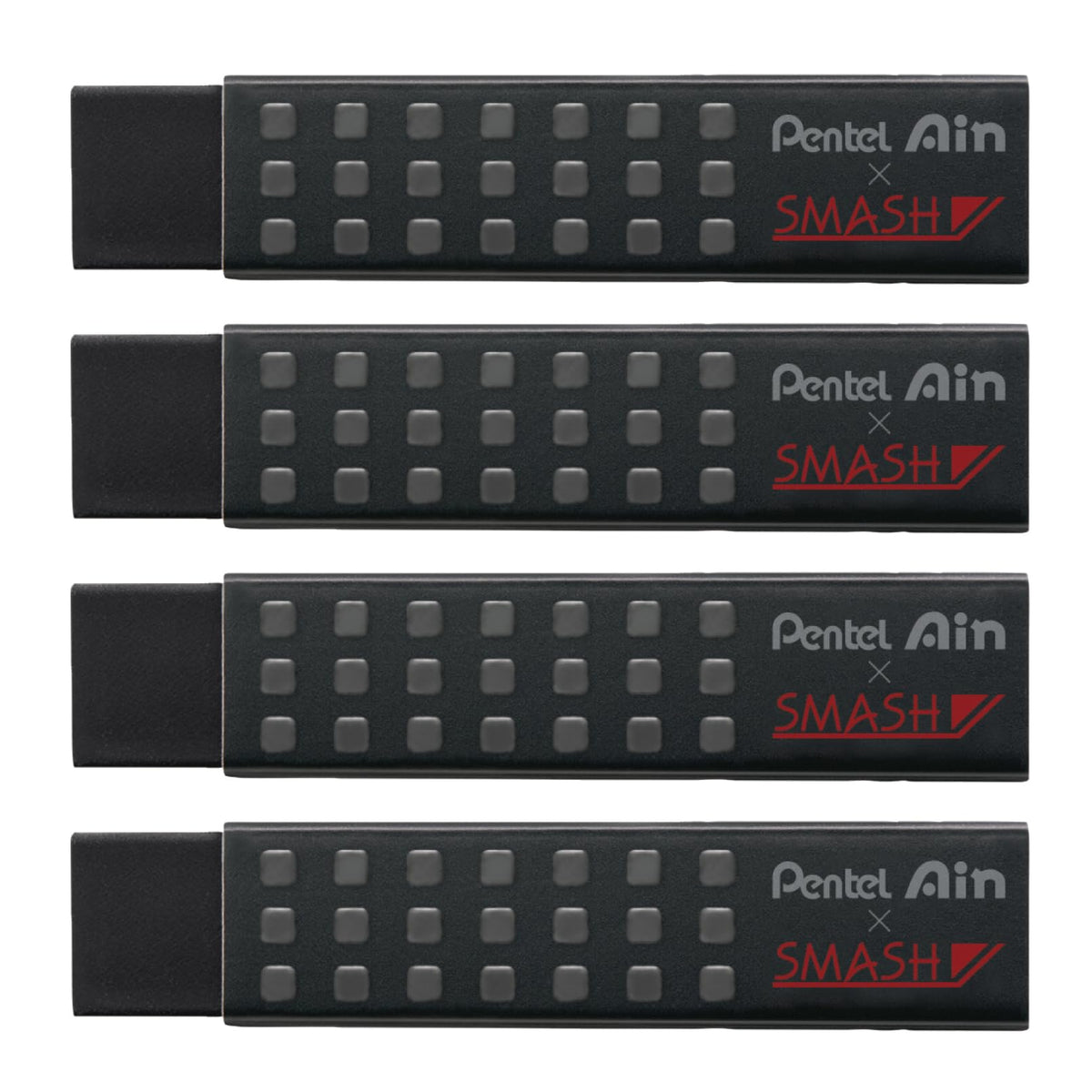 Pentel AMZ-ZETH17SMN4 Smash Eraser, Black, 4 Pieces