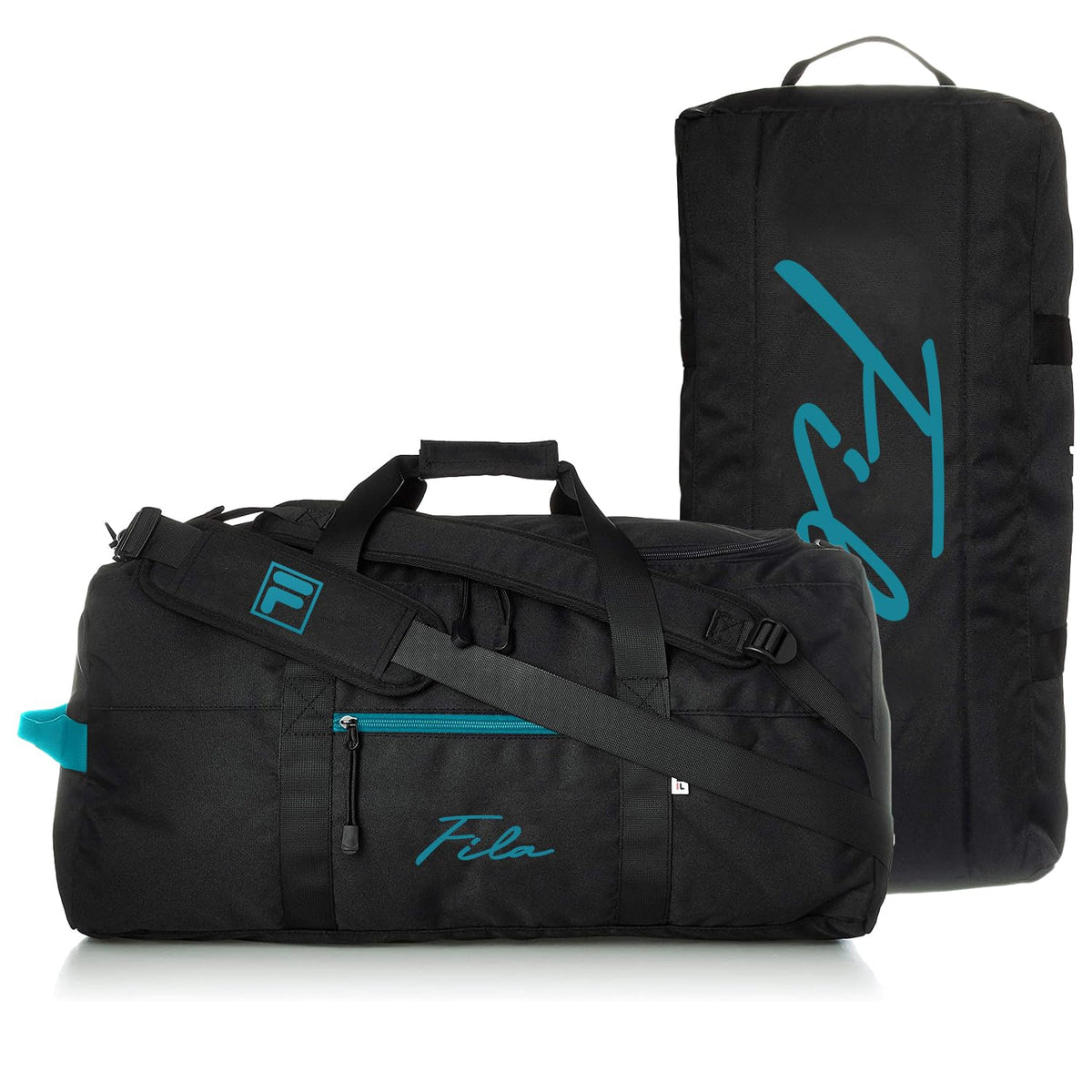 FILA(フィラ) Men's Boston Bag, Black Turquoise