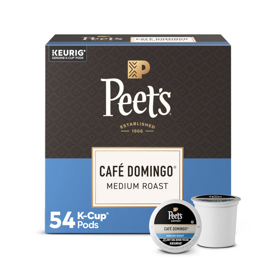 Peet's Coffee, Medium Roast Keurig K-Cup Pods, 100% Arabica Coffee - Café Domingo 54 Count (1 Box of 54 Pods)