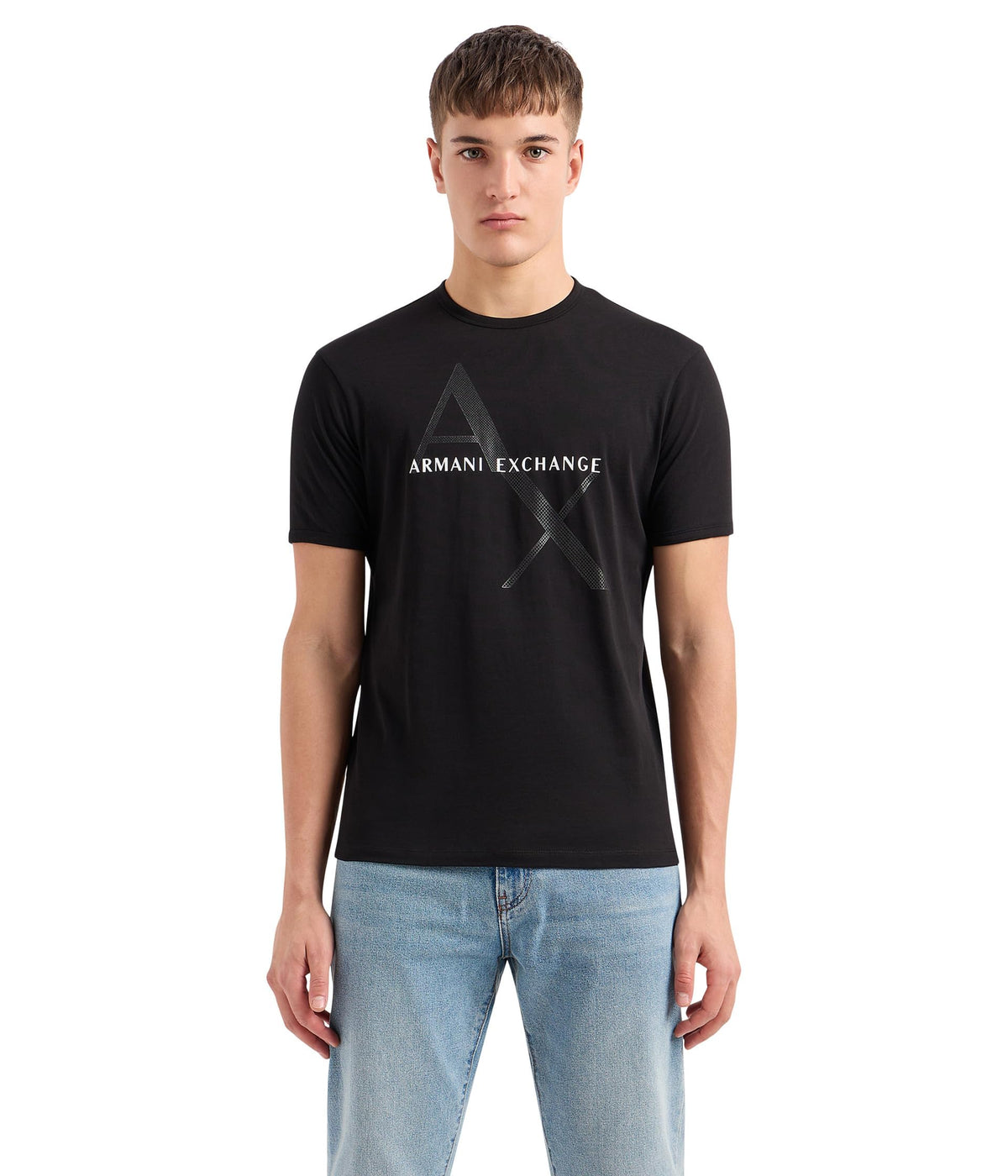 Armani Exchange Men's Crew Neck Logo Tee T Shirt, Black, Large